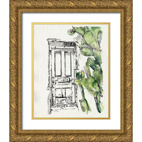 Cactus Door II Gold Ornate Wood Framed Art Print with Double Matting by Parker, Jennifer Paxton