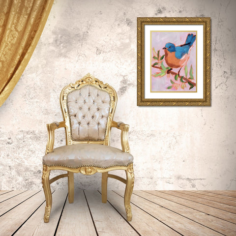 Painted Songbird I Gold Ornate Wood Framed Art Print with Double Matting by Parker, Jennifer Paxton