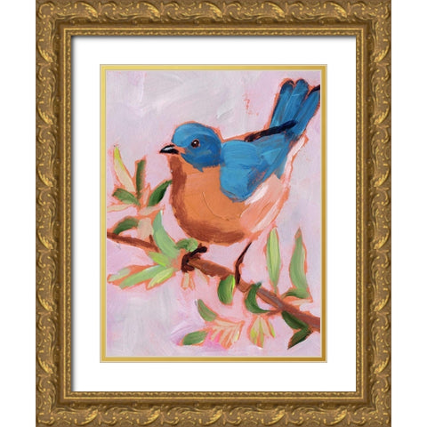 Painted Songbird I Gold Ornate Wood Framed Art Print with Double Matting by Parker, Jennifer Paxton
