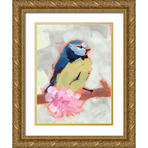 Painted Songbird II Gold Ornate Wood Framed Art Print with Double Matting by Parker, Jennifer Paxton