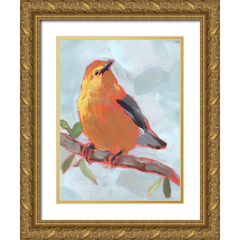 Painted Songbird III Gold Ornate Wood Framed Art Print with Double Matting by Parker, Jennifer Paxton