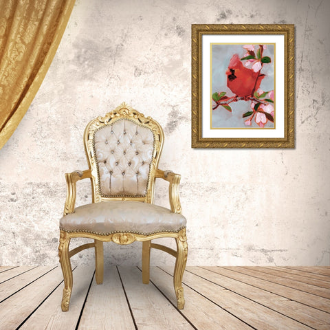 Painted Songbird IV Gold Ornate Wood Framed Art Print with Double Matting by Parker, Jennifer Paxton