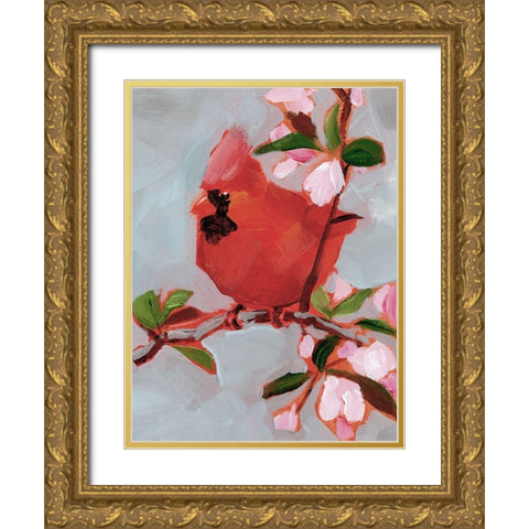 Painted Songbird IV Gold Ornate Wood Framed Art Print with Double Matting by Parker, Jennifer Paxton
