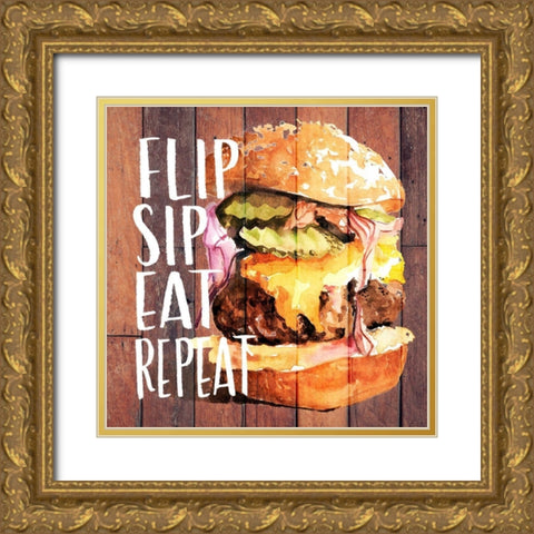 Chillin and Grillin I Gold Ornate Wood Framed Art Print with Double Matting by Parker, Jennifer Paxton