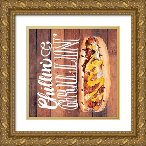 Chillin and Grillin II Gold Ornate Wood Framed Art Print with Double Matting by Parker, Jennifer Paxton
