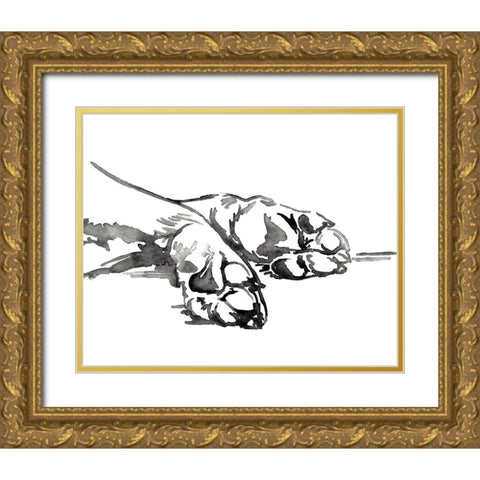 Linear Paws I Gold Ornate Wood Framed Art Print with Double Matting by Parker, Jennifer Paxton