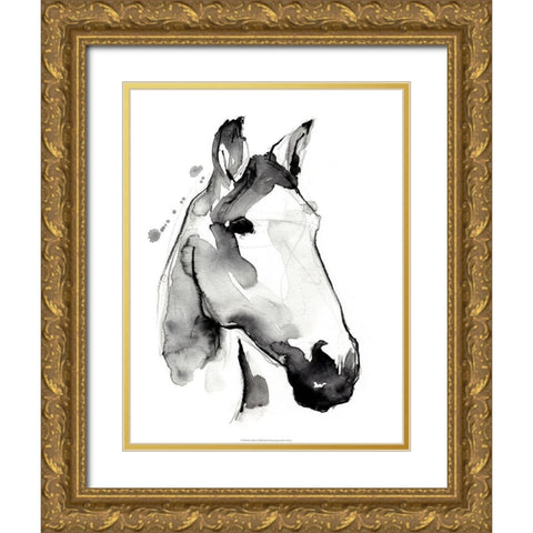 White Stallion I Gold Ornate Wood Framed Art Print with Double Matting by Parker, Jennifer Paxton