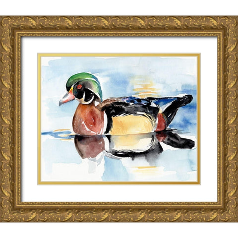 Watercolor Woodduck I Gold Ornate Wood Framed Art Print with Double Matting by Parker, Jennifer Paxton