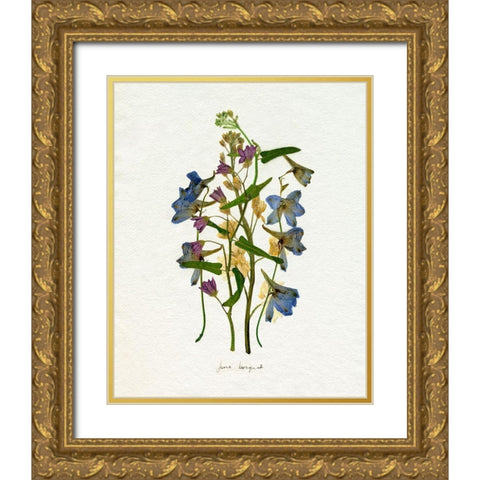 Pressed June Arrangement I Gold Ornate Wood Framed Art Print with Double Matting by Caroline, Emma