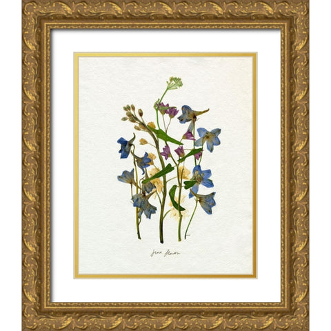 Pressed June Arrangement II Gold Ornate Wood Framed Art Print with Double Matting by Caroline, Emma