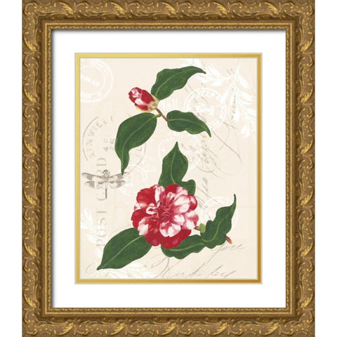 Diannes Camelias I Gold Ornate Wood Framed Art Print with Double Matting by Miller, Dianne