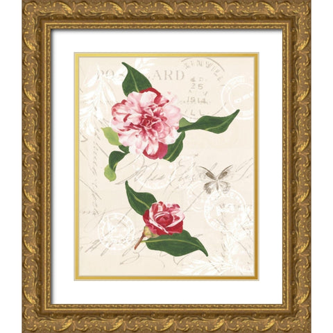 Diannes Camelias II Gold Ornate Wood Framed Art Print with Double Matting by Miller, Dianne
