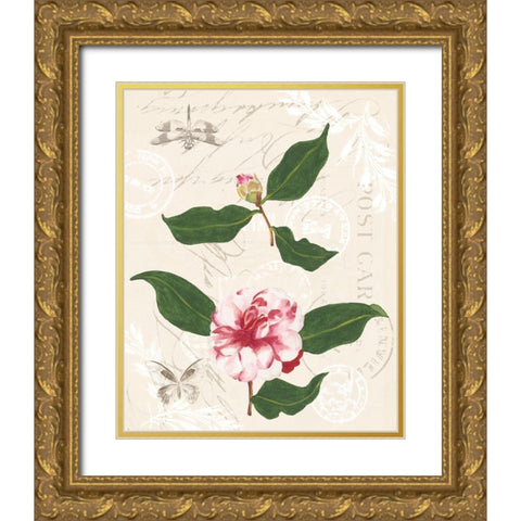 Diannes Camelias III Gold Ornate Wood Framed Art Print with Double Matting by Miller, Dianne