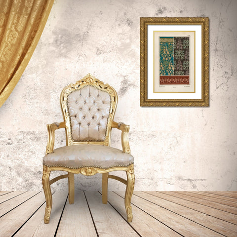 Nouveau Decorative V Gold Ornate Wood Framed Art Print with Double Matting by Vision Studio