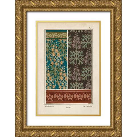 Nouveau Decorative V Gold Ornate Wood Framed Art Print with Double Matting by Vision Studio