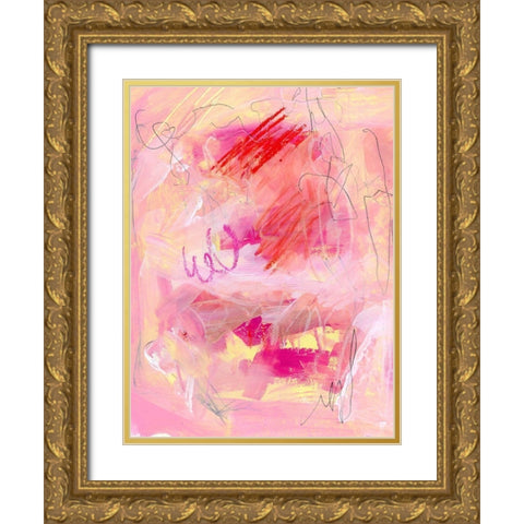 Chroma Pink I Gold Ornate Wood Framed Art Print with Double Matting by Parker, Jennifer Paxton