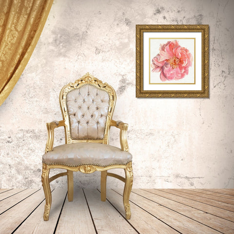 Blossomed Peony I Gold Ornate Wood Framed Art Print with Double Matting by Parker, Jennifer Paxton