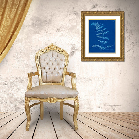 Cyanotype Ferns I Gold Ornate Wood Framed Art Print with Double Matting by Unknown