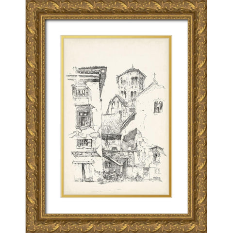 Vintage Italian Village II Gold Ornate Wood Framed Art Print with Double Matting by Foust, Richard