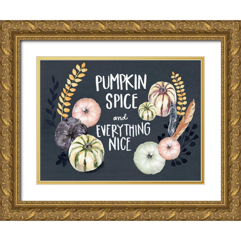 Harvest Blue Pumpkin I Gold Ornate Wood Framed Art Print with Double Matting by Parker, Jennifer Paxton