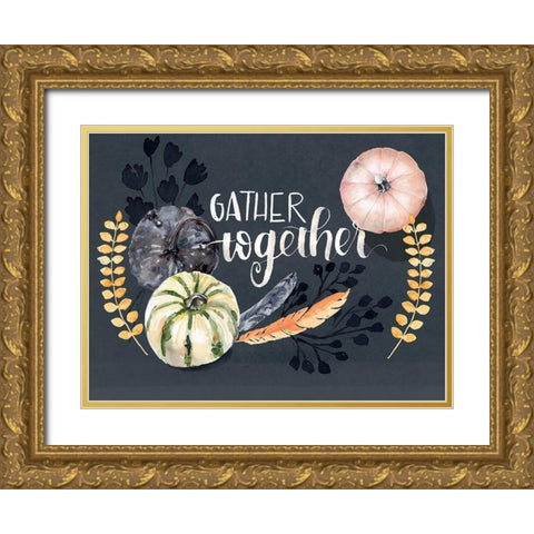 Harvest Blue Pumpkin II Gold Ornate Wood Framed Art Print with Double Matting by Parker, Jennifer Paxton