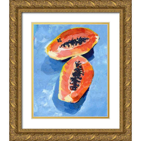 Bold Papaya II Gold Ornate Wood Framed Art Print with Double Matting by Parker, Jennifer Paxton