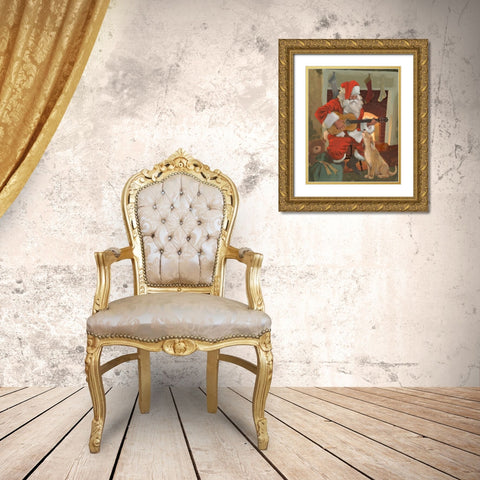 Santa Serenade Gold Ornate Wood Framed Art Print with Double Matting by Green, Jacob