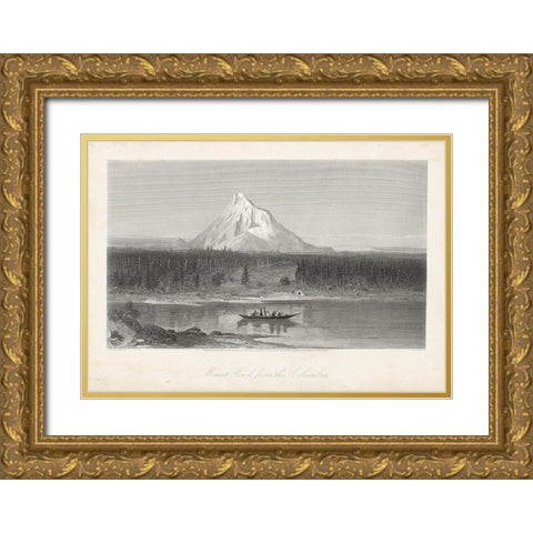 Mount Hood from the Columbia Gold Ornate Wood Framed Art Print with Double Matting by Bryant, William Cullen