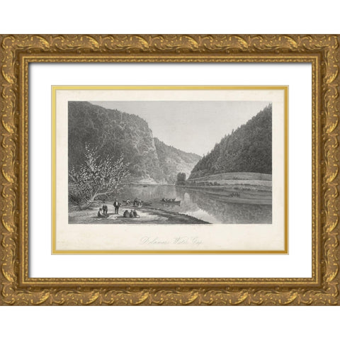 Delaware Water Gap Gold Ornate Wood Framed Art Print with Double Matting by Bryant, William Cullen