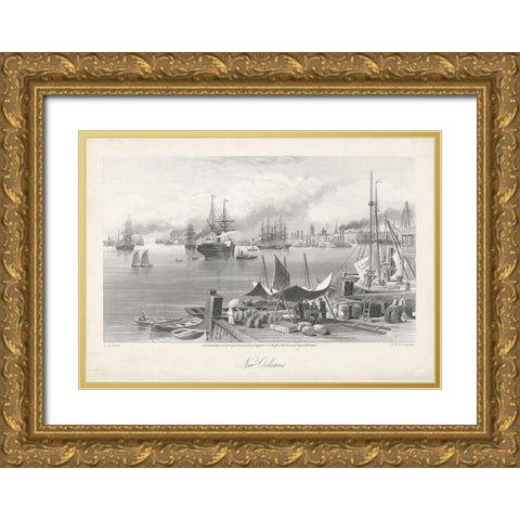 New Orleans Gold Ornate Wood Framed Art Print with Double Matting by Bryant, William Cullen