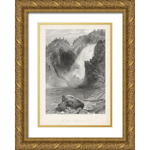 The Upper Yellowstone Falls Gold Ornate Wood Framed Art Print with Double Matting by Bryant, William Cullen