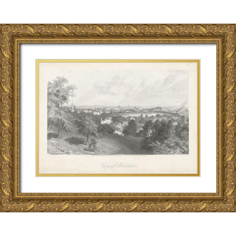 City of Providence Gold Ornate Wood Framed Art Print with Double Matting by Bryant, William Cullen