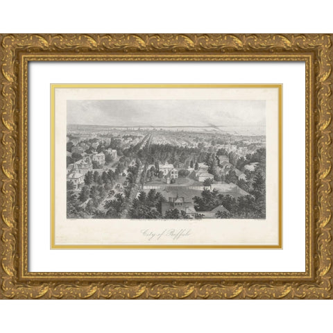 City of Buffalo Gold Ornate Wood Framed Art Print with Double Matting by Bryant, William Cullen