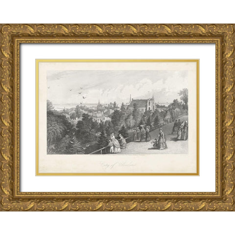 City of Cleveland Gold Ornate Wood Framed Art Print with Double Matting by Bryant, William Cullen
