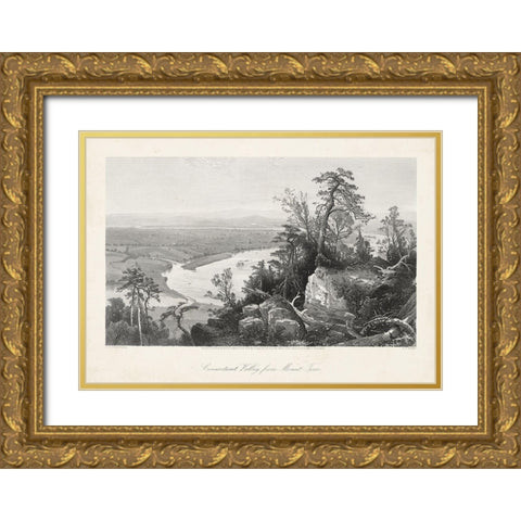 Connecticut Valley from Mount Tom Gold Ornate Wood Framed Art Print with Double Matting by Bryant, William Cullen