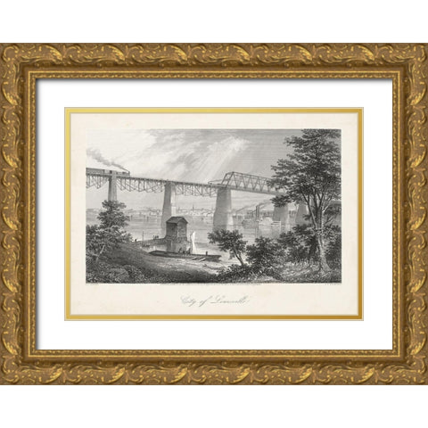 City of Louisville Gold Ornate Wood Framed Art Print with Double Matting by Bryant, William Cullen