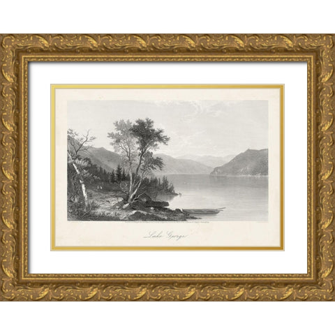 Lake George Gold Ornate Wood Framed Art Print with Double Matting by Bryant, William Cullen