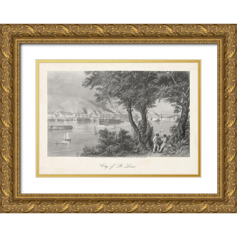 City of St. Louis Gold Ornate Wood Framed Art Print with Double Matting by Bryant, William Cullen