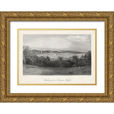 Washington from Arlington Heights Gold Ornate Wood Framed Art Print with Double Matting by Bryant, William Cullen