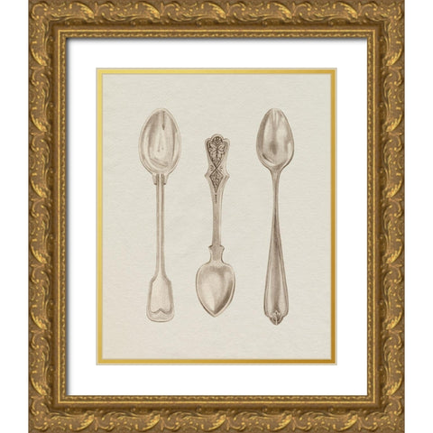 Silver Spoon I Gold Ornate Wood Framed Art Print with Double Matting by Popp, Grace