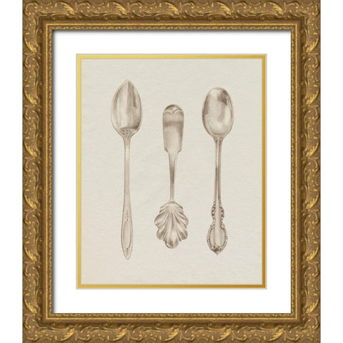 Silver Spoon II Gold Ornate Wood Framed Art Print with Double Matting by Popp, Grace