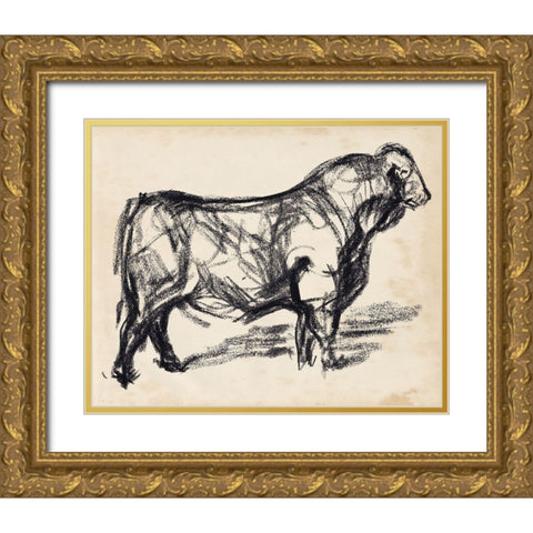 Black Angus I Gold Ornate Wood Framed Art Print with Double Matting by Parker, Jennifer Paxton
