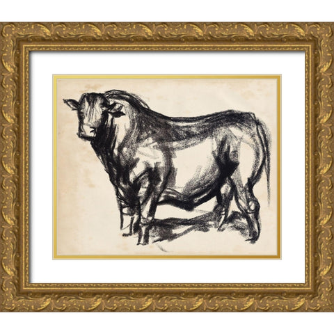 Black Angus II Gold Ornate Wood Framed Art Print with Double Matting by Parker, Jennifer Paxton