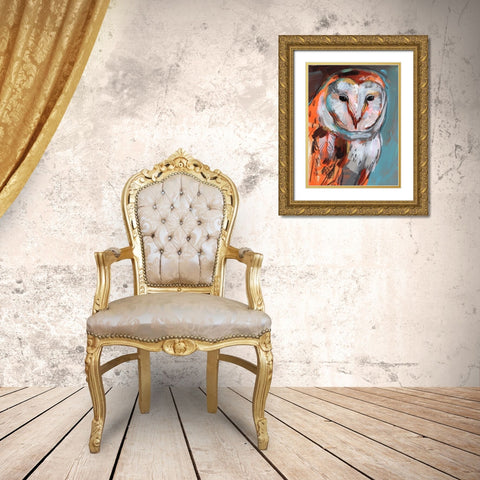 Optic Owl I Gold Ornate Wood Framed Art Print with Double Matting by Parker, Jennifer Paxton