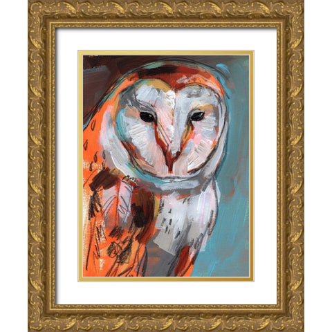 Optic Owl I Gold Ornate Wood Framed Art Print with Double Matting by Parker, Jennifer Paxton