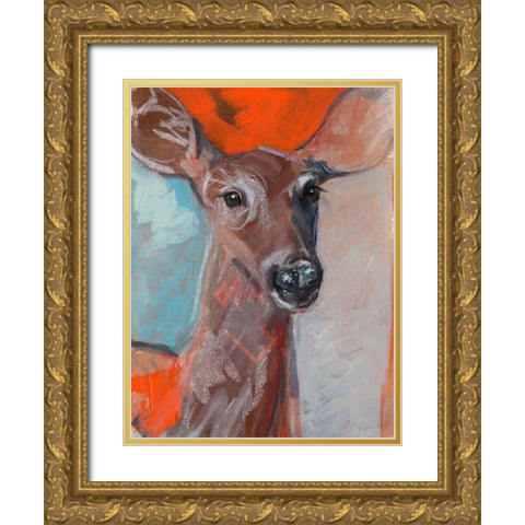 Doe Eyes I Gold Ornate Wood Framed Art Print with Double Matting by Parker, Jennifer Paxton