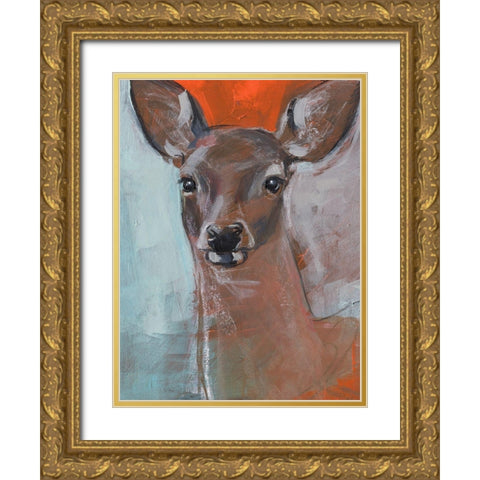 Doe Eyes II Gold Ornate Wood Framed Art Print with Double Matting by Parker, Jennifer Paxton