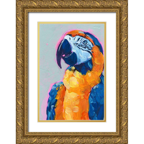 Pop Art Parrot I Gold Ornate Wood Framed Art Print with Double Matting by Parker, Jennifer Paxton