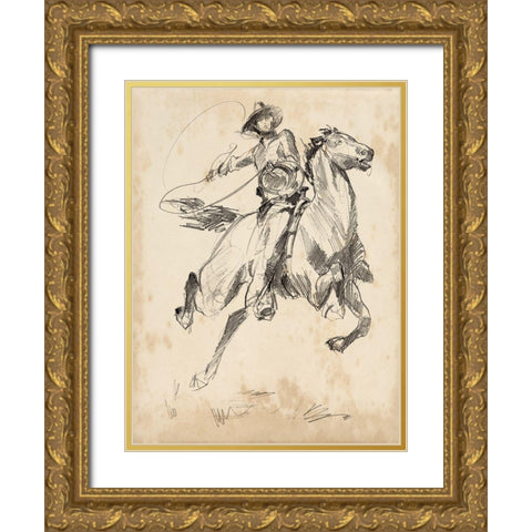 King of the Rodeo I Gold Ornate Wood Framed Art Print with Double Matting by Parker, Jennifer Paxton