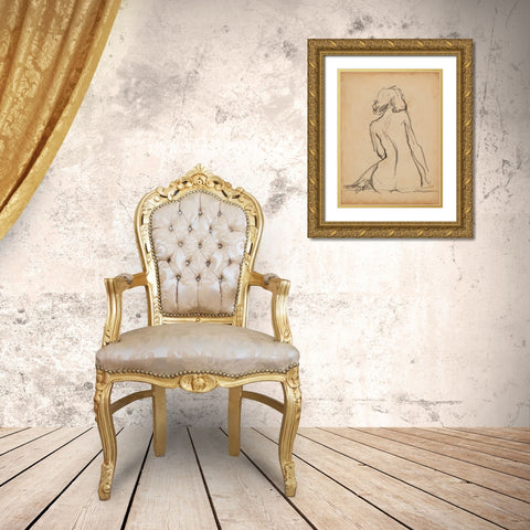 Figure Lines I Gold Ornate Wood Framed Art Print with Double Matting by Parker, Jennifer Paxton